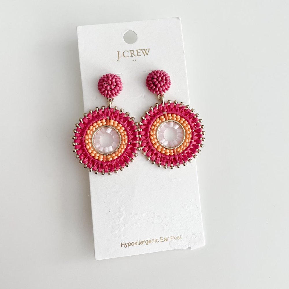 J. Crew Beaded Circle Statement Earrings (Pink) - Picture 3 of 3
